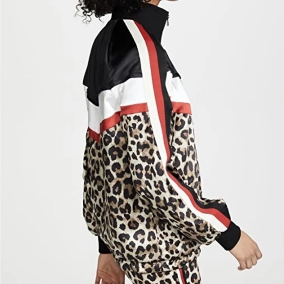 Pam and Gela Color Block Leopard Print Track Jacket Full Zip Athletic Wear Sz S - Picture 3 of 15